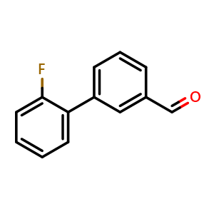 Chemical structure of 2'-Fluoro-biphenyl-3-carbaldehyde , CAS 676348-33-7, AChemBlock P36671