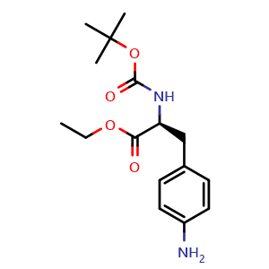 Chemical structure of N-Boc-4-amino-L-phenylalanine ethyl ester , CAS 67630-01-7, AChemBlock P36674