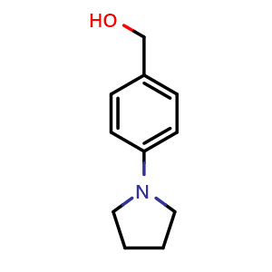 Chemical structure of 4-(1-Pyrrolidinyl)-benzenemethanol , CAS 676245-12-8, AChemBlock P36675