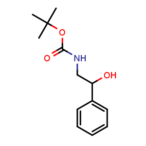 Chemical structure of N-Boc-2-hydroxy-2-phenylethylamine , CAS 67341-07-5, AChemBlock P36694