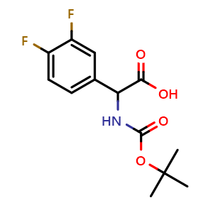 Chemical structure of a-(Boc-amino)-3,4-difluorobenzeneacetic acid , CAS 672961-72-7, AChemBlock P36700