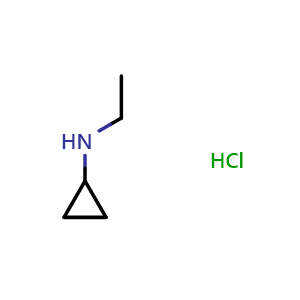Chemical structure of N-Ethyl-cyclopropanamine hydrochloride , CAS 672302-35-1, AChemBlock P36705