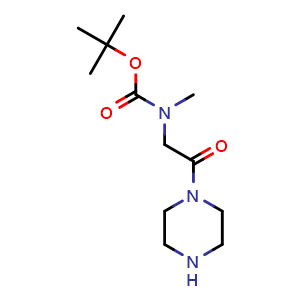 Chemical structure of 1-(N-Methyl-N-Boc-glycinyl)piperazine , CAS 671212-37-6, AChemBlock P36709
