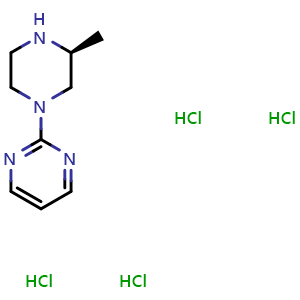 Chemical structure of 2-[(3S)-3-Methyl-1-piperazinyl]pyrimidine 4hydrochloride , CAS 668484-58-0, AChemBlock P36734