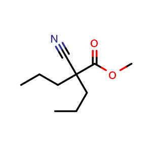 Chemical structure of 2-Cyano-2-propyl-pentanoic acid methyl ester , CAS 66546-92-7, AChemBlock P36750