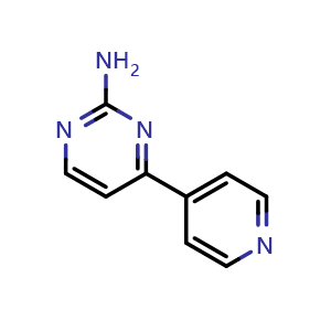 Chemical structure of 4-(4-Pyridinyl)-2-pyrimidinamine , CAS 66521-70-8, AChemBlock P36754