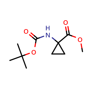 Chemical structure of Methyl 1-(Boc-amino)-cyclopropanecarboxylate , CAS 66494-26-6, AChemBlock P36761