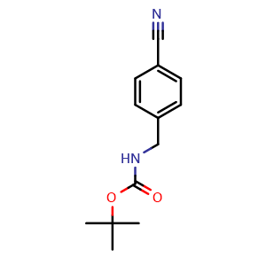 Chemical structure of N-Boc-4-cyanobenzylamine , CAS 66389-80-8, AChemBlock P36765