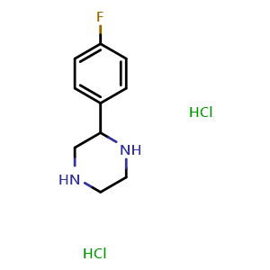 Chemical structure of 2-(4-Fluorophenyl)piperazine dihydrochloride , CAS 65709-34-4, AChemBlock P36785