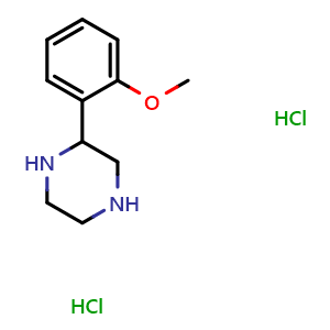 Chemical structure of 2-(2-Methoxyphenyl)piperazine dihydrochloride , CAS 65709-27-5, AChemBlock P36787