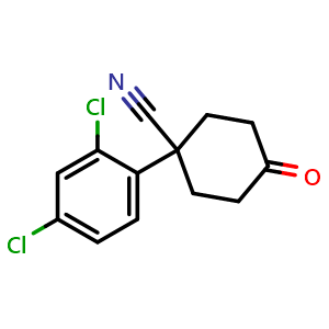 Chemical structure of 4-Cyano-4-(2,4-dichlorophenyl)cyclohexanone , CAS 65619-31-0, AChemBlock P36793