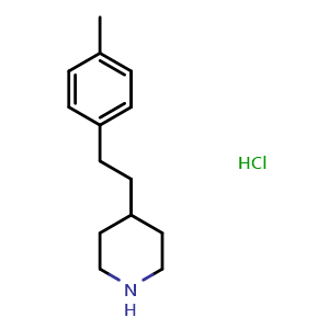 Chemical structure of 4-[2-(4-Methylphenyl)ethyl]-piperidine hydrochloride , CAS 654662-98-3, AChemBlock P36805