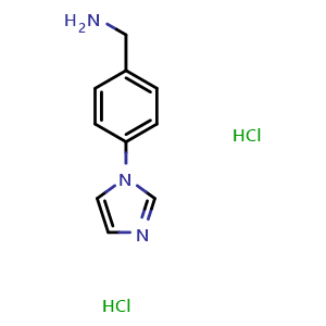 Chemical structure of 4-(1H-Imidazol-1-yl)benzylamine dihydrochloride , CAS 65113-25-9, AChemBlock P36824