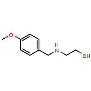 Chemical structure of 2-[(4-Methoxybenzyl)amino]ethanol , CAS 64834-63-5, AChemBlock P36842