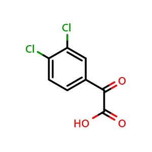 Chemical structure of 3,4-Dichlorobenzoylformic acid , CAS 64471-83-6, AChemBlock P36857