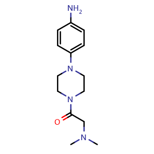 Chemical structure of 4-[4-(Dimethylaminoacetyl)-piperazin-1-yl]aniline , CAS 643087-10-9, AChemBlock P36866