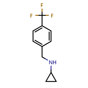 Chemical structure of N-Cyclopropyl-4-(trifluoromethyl)-benzylamine , CAS 643007-99-2, AChemBlock P36867