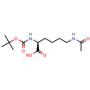 Chemical structure of Boc-Lys(Ac)-OH , CAS 6404-26-8, AChemBlock P36891