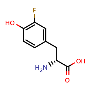 Chemical structure of 3-Fluoro-D-tyrosine , CAS 64024-06-2, AChemBlock P36892