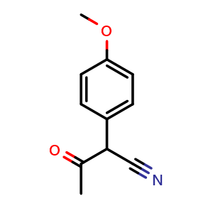 Chemical structure of a-Acetyl-4-methoxybenzeneacetonitrile , CAS 63895-78-3, AChemBlock P36900