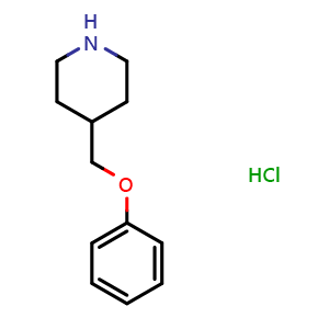 Chemical structure of 4-(Phenoxymethyl)piperidine hydrochloride , CAS 63608-13-9, AChemBlock P36911