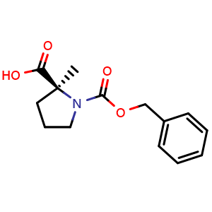 Chemical structure of 1-Cbz-2-methyl-L-proline , CAS 63399-71-3, AChemBlock P36923