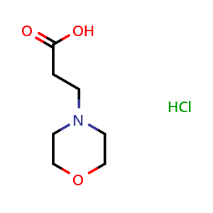 Chemical structure of 4-Morpholinepropanoic acid hydrochloride , CAS 6319-95-5, AChemBlock P36933
