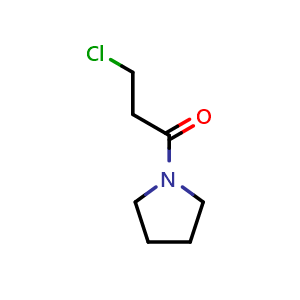 Chemical structure of 3-Chloro-1-(1-pyrrolidinyl)-1-propanone , CAS 63177-38-8, AChemBlock P36937