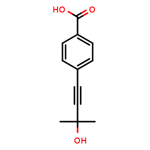 Chemical structure of 4-(3-Hydroxy-3-methyl-1-butyn-1-yl)benzoic acid , CAS 63165-02-6, AChemBlock P36938
