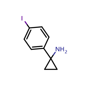 Chemical structure of 1-(4-Iodophenyl)cyclopropanamine , CAS 630384-20-2, AChemBlock P36947