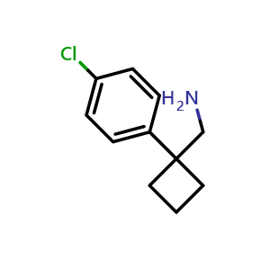 Chemical structure of 1-(4-Chlorophenyl)cyclobutanemethanamine , CAS 63010-09-3, AChemBlock P36952