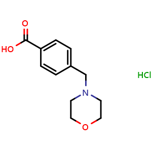 Chemical structure of 4-(4-Morpholinylmethyl)benzoic acid hydrochloride , CAS 62642-62-0, AChemBlock P36982
