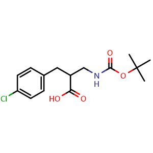 Chemical structure of 3-(Boc-amino)-2-(4-chlorobenzyl)propanoic acid , CAS 626220-65-3, AChemBlock P36984