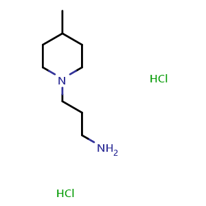 Chemical structure of 4-Methyl-1-piperidinepropanamine dihydrochloride , CAS 6241-30-1, AChemBlock P37002