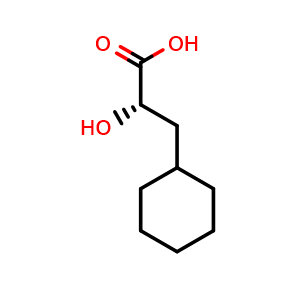 Chemical structure of (S)-a-Hydroxy-cyclohexanepropanoic acid , CAS 62377-41-7, AChemBlock P37004