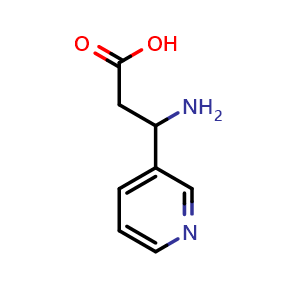 Chemical structure of 3-(3-Pyridyl)-3-aminopropionic acid , CAS 62247-21-6, AChemBlock P37013