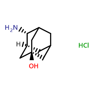 Chemical structure of trans-4-Aminoadamantan-1-ol hydrochloride , CAS 62075-23-4, AChemBlock P37026