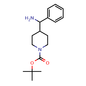 Chemical structure of 1-Boc-4-[amino(phenyl)methyl]piperidine , CAS 612532-09-9, AChemBlock P37086