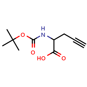 Chemical structure of 2-(Boc-amino)-4-pentynoic acid , CAS 61172-66-5, AChemBlock P37089