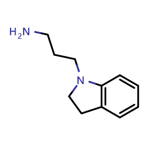 Chemical structure of 2,3-Dihydro-1H-indole-1-propanamine , CAS 61123-70-4, AChemBlock P37091