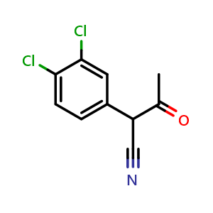 Chemical structure of a-Acetyl-3,4-dichlorobenzeneacetonitrile , CAS 6097-31-0, AChemBlock P37100
