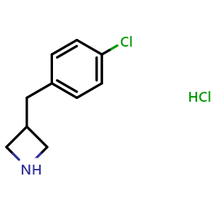 Chemical structure of 3-[(4-Chlorophenyl)methyl]azetidine hydrochloride , CAS 606129-49-1, AChemBlock P37122