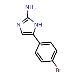Chemical structure of 5-(4-Bromophenyl)-1H-imidazol-2-amine , CAS 60472-19-7, AChemBlock P37143