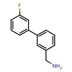 Chemical structure of 3'-Fluoro-biphenyl-3-methanamine , CAS 600735-64-6, AChemBlock P37166
