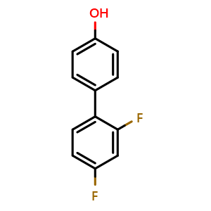 Chemical structure of 2',4'-Difluoro-biphenyl-4-ol , CAS 59089-68-8, AChemBlock P37206