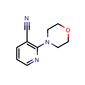 Chemical structure of 2-(4-Morpholinyl)nicotinonitrile , CAS 59025-37-5, AChemBlock P37209