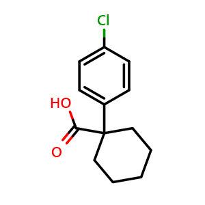 Chemical structure of 1-(4-Chlorophenyl)cyclohexanecarboxylic acid , CAS 58880-37-8, AChemBlock P37216