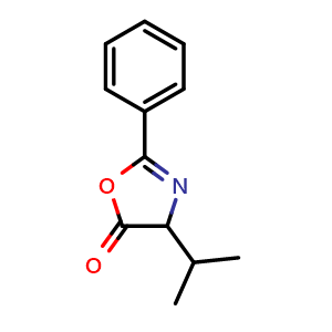 Chemical structure of 4-(1-Methylethyl)-2-phenyl-5(4H)-oxazolone , CAS 5839-93-0, AChemBlock P37238