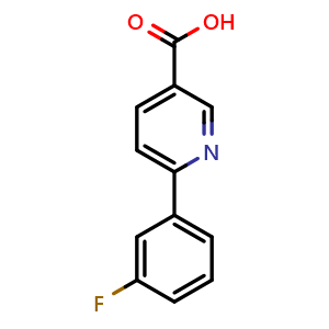 Chemical structure of 6-(3-Fluorophenyl)-3-pyridinecarboxylic acid , CAS 582325-22-2, AChemBlock P37248