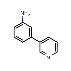 Chemical structure of 3-(Pyridin-3-yl)aniline , CAS 57976-57-5, AChemBlock P37272